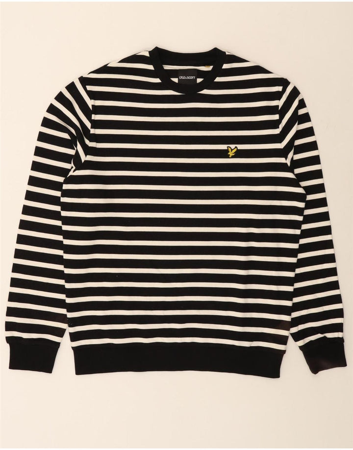 LYLE & SCOTT Maglione girocollo da uomo in cotone a righe grandi nere