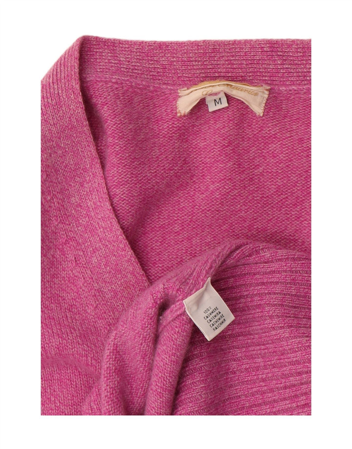Maglione cardigan lungo da donna Andre Maurice UK 14 Cashmere rosa medio