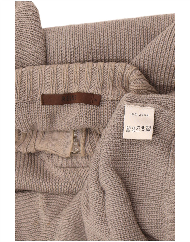 Maglione da uomo Reiss con collo a bottoni XL in cotone grigio