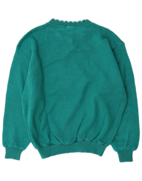 Maglione maglione girocollo da donna vintage UK 16 grande acrilico verde