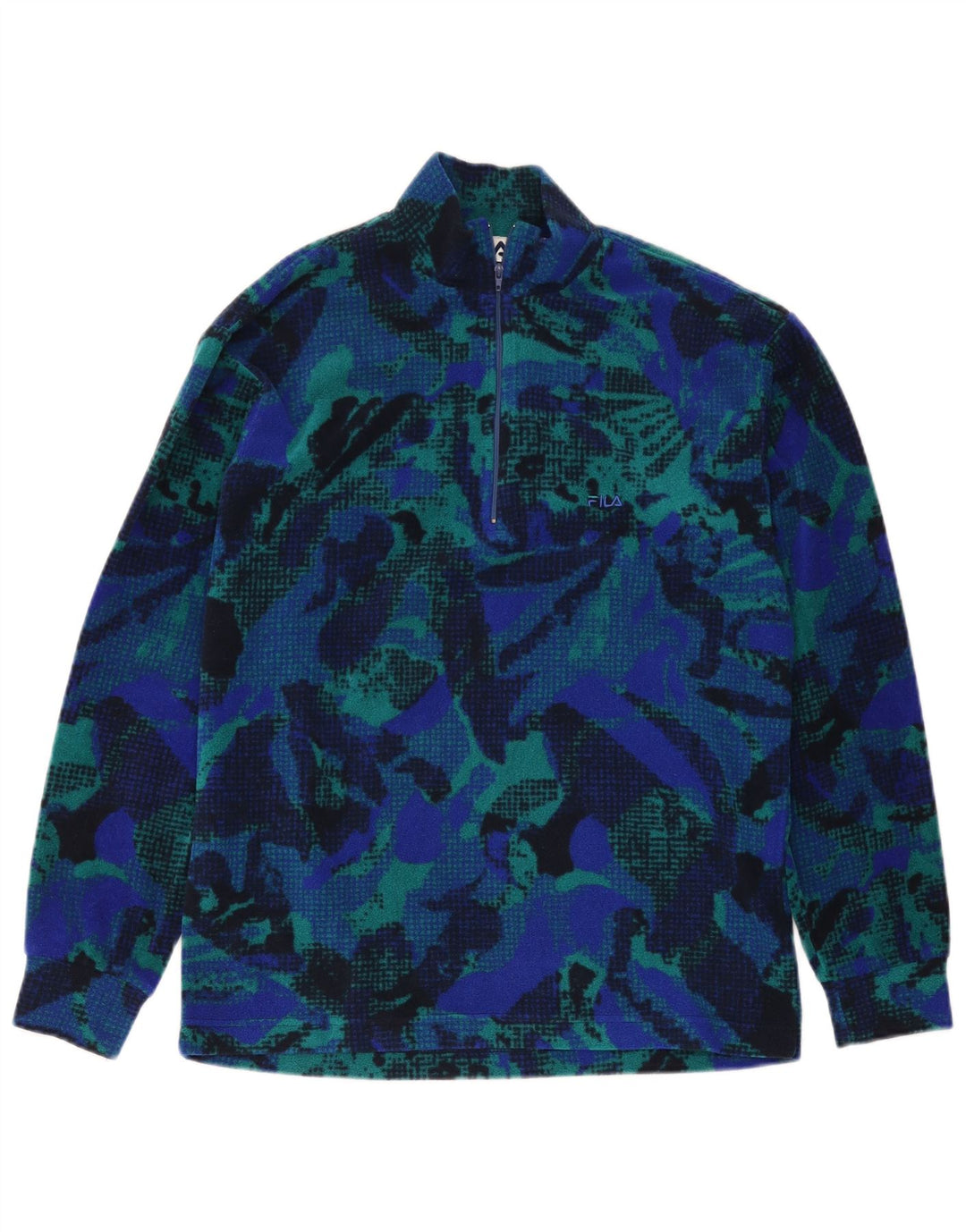 Maglione in pile da uomo Fila con motivo astratto IT 48 Colorblock blu medio