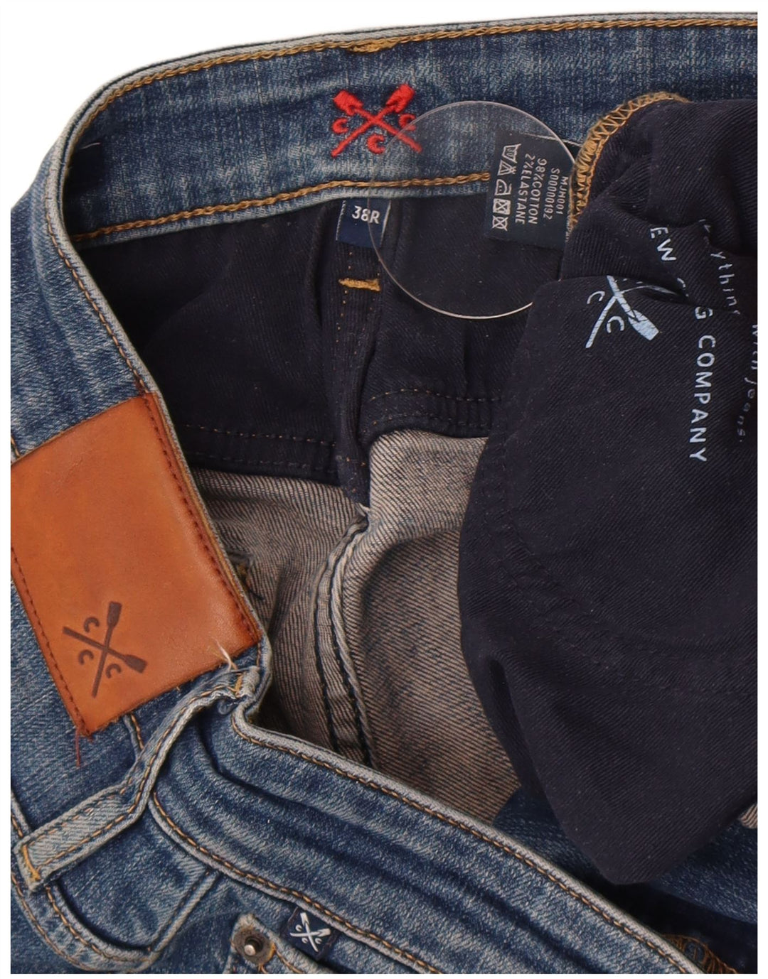 Crew Clothing Jeans dritti regolari da uomo W38 L27 cotone blu