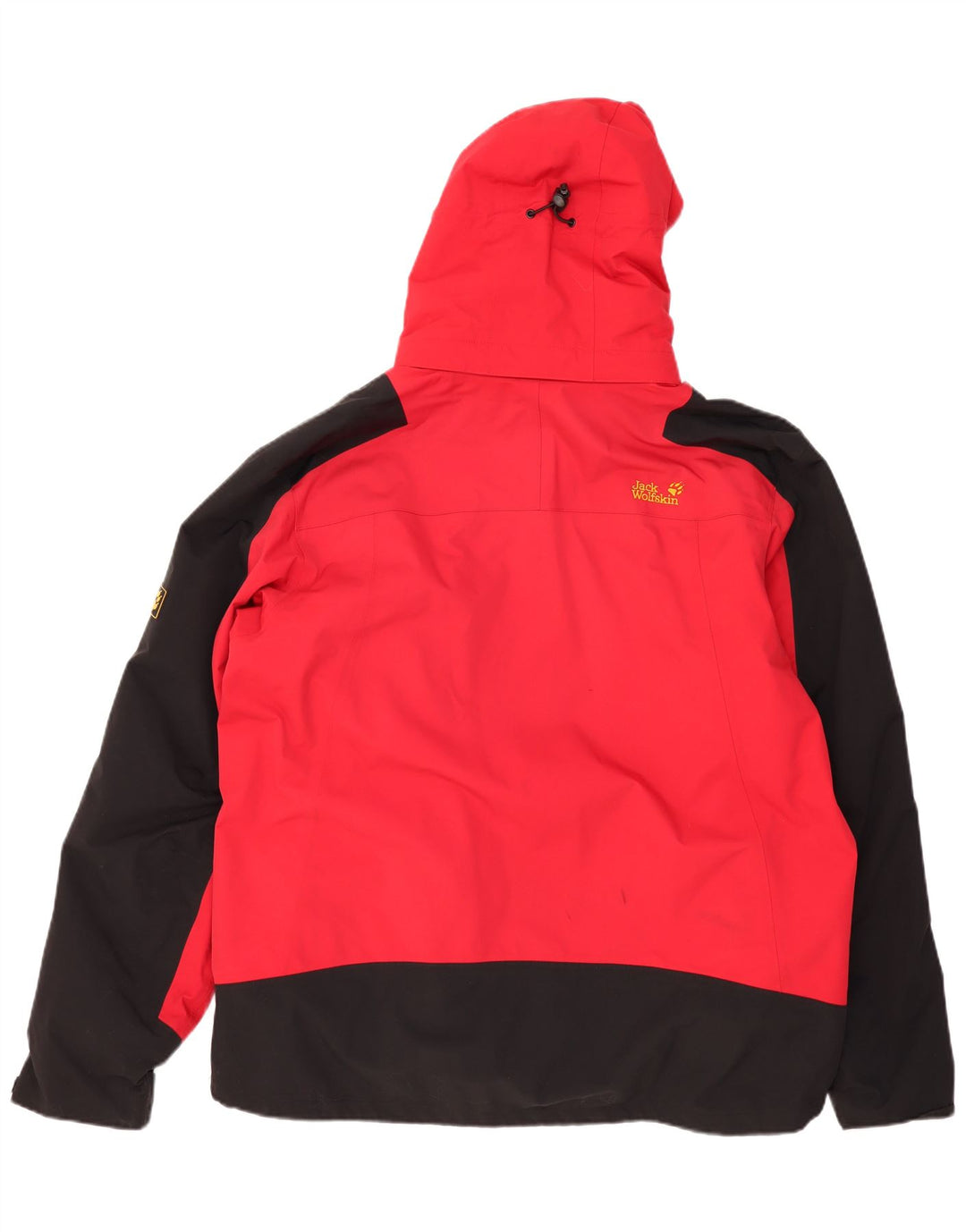 JACK WOLFSKIN Giacca a vento con cappuccio da uomo UK 48 4XL Rosso Colourblock