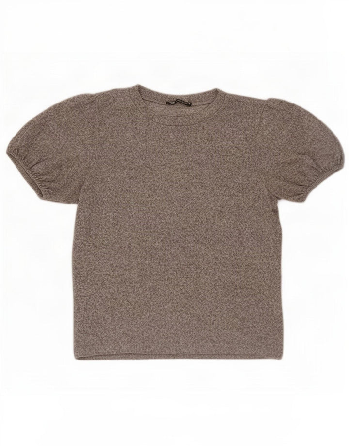 Top in camicetta da donna Zara UK 12 grigio medio chiazzato