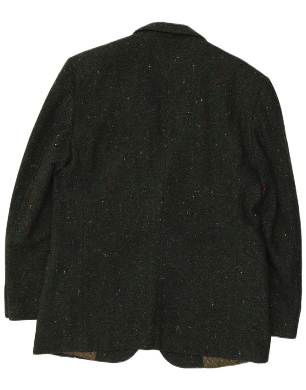 Giacca blazer da uomo a 2 bottoni Benetton IT 50 Large in lana screziata verde