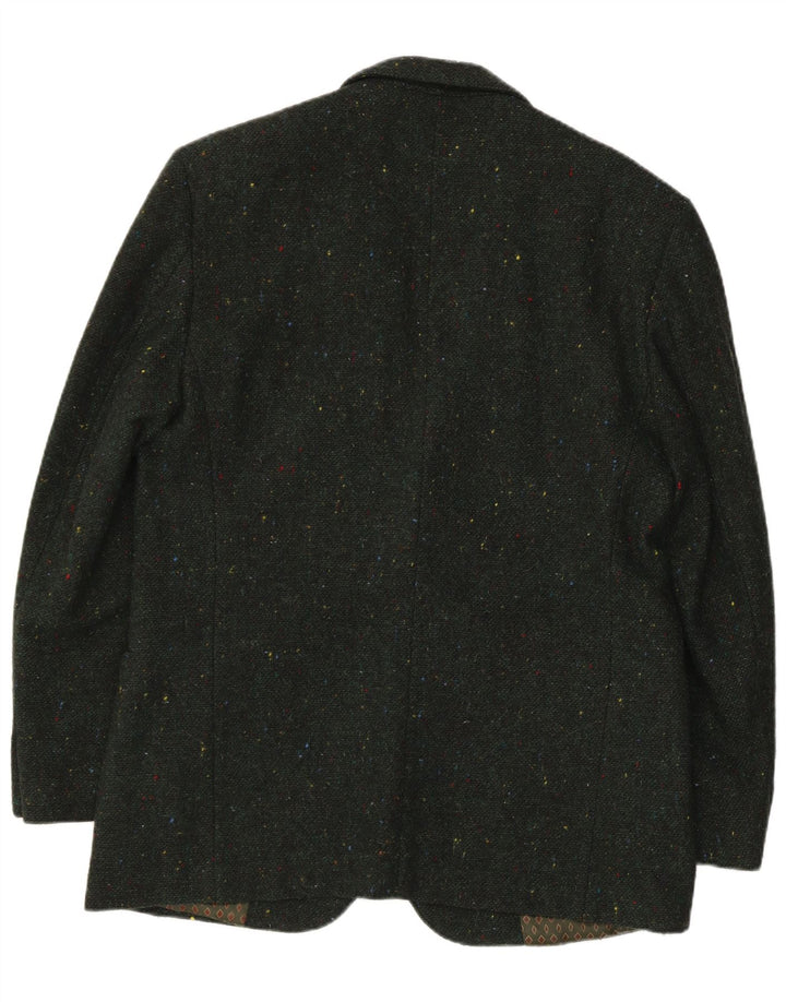 Giacca blazer da uomo a 2 bottoni Benetton IT 50 Large in lana screziata verde