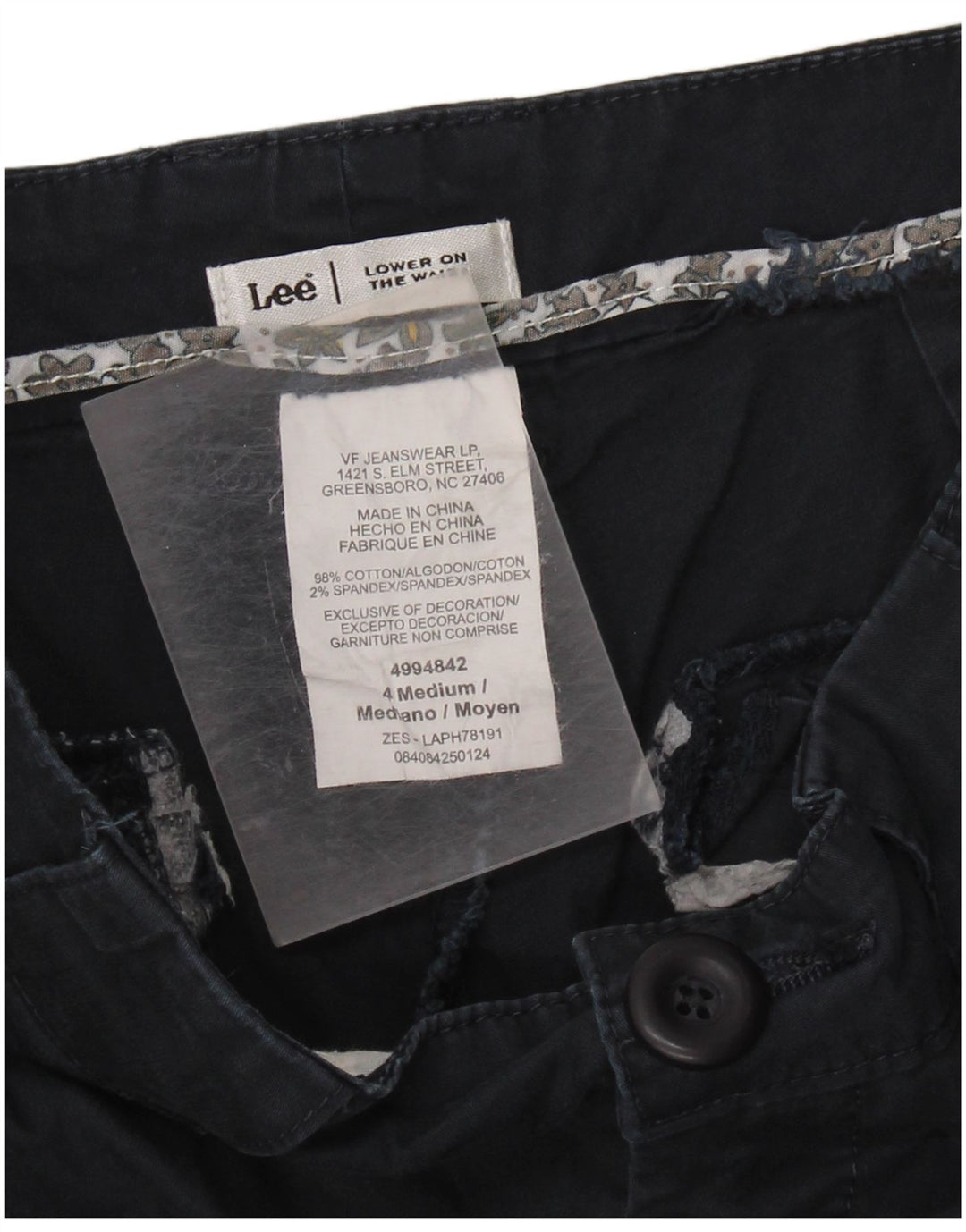 Pantaloni Capri da donna a vita bassa Lee US 4 Small W28 L20 Cotone blu navy