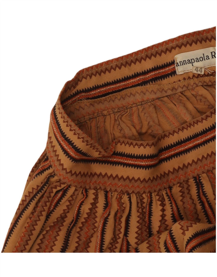 Gonna a pieghe vintage da donna IT 44 media W26 marrone geometrico azteco