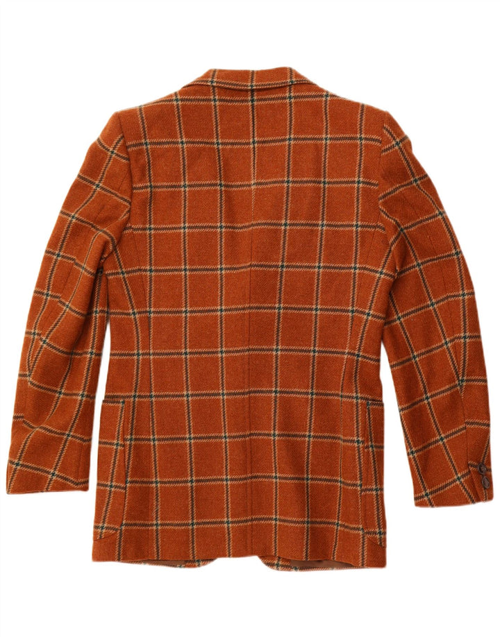 Giacca blazer da uomo a 2 bottoni VINTAGE IT 50 grande lana a quadri marrone