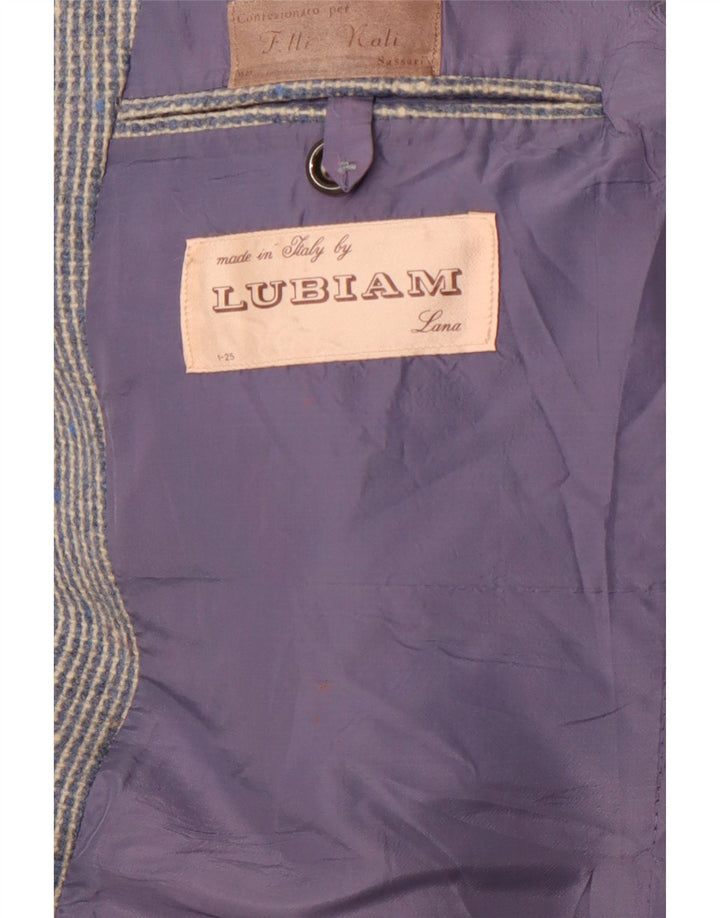 LUBIAM Giacca blazer a 3 bottoni da uomo UK 38 quadri blu medio