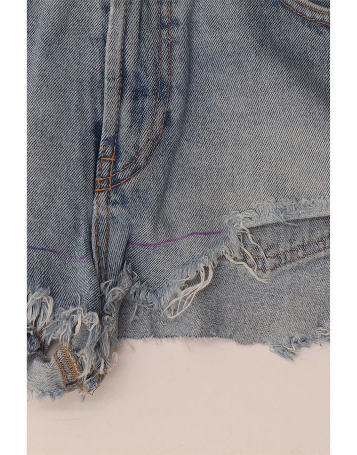 Pantaloncini di jeans vintage invecchiati da donna piccoli W26 blu