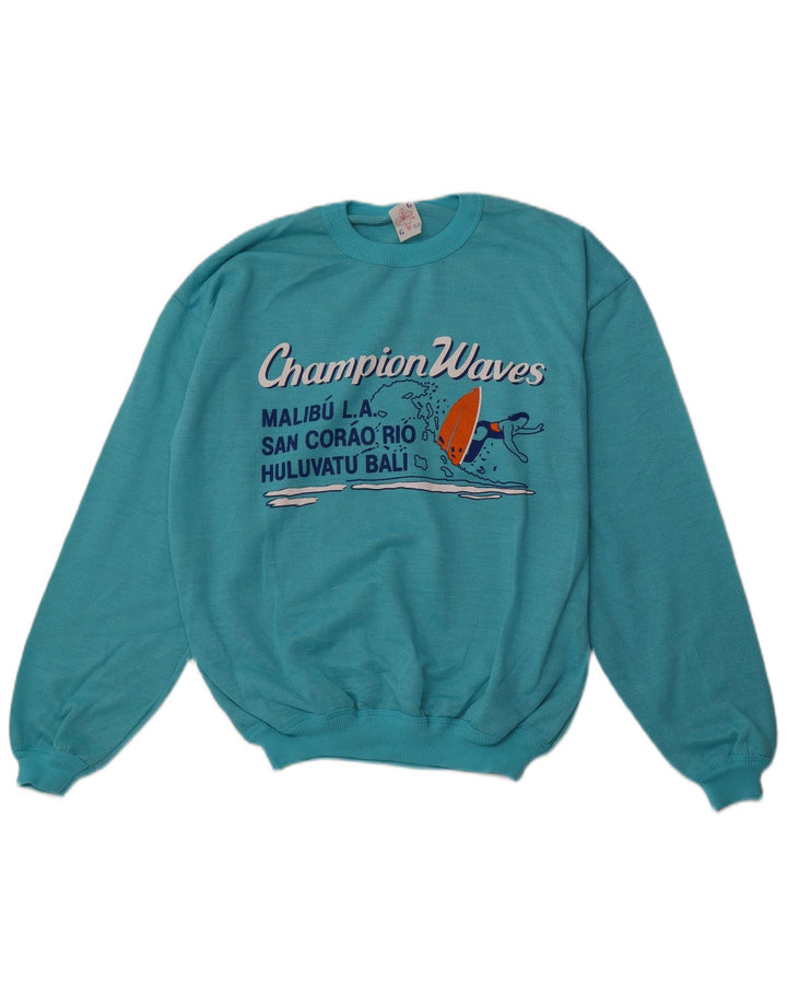 Felpa grafica da uomo VINTAGE maglione XL cotone blu