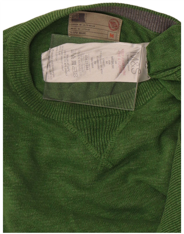 Maglione da uomo con scollo a V Marks & Spencer in cotone verde medio