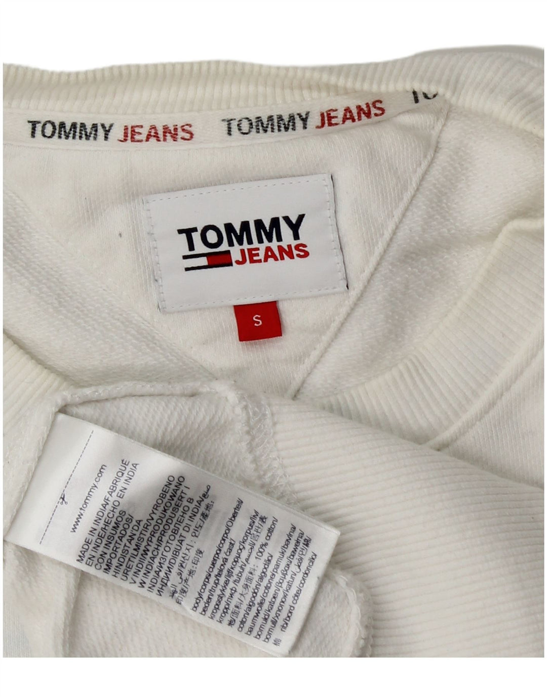 Tommy Hilfiger Felpa grafica da uomo Maglione piccolo cotone bianco