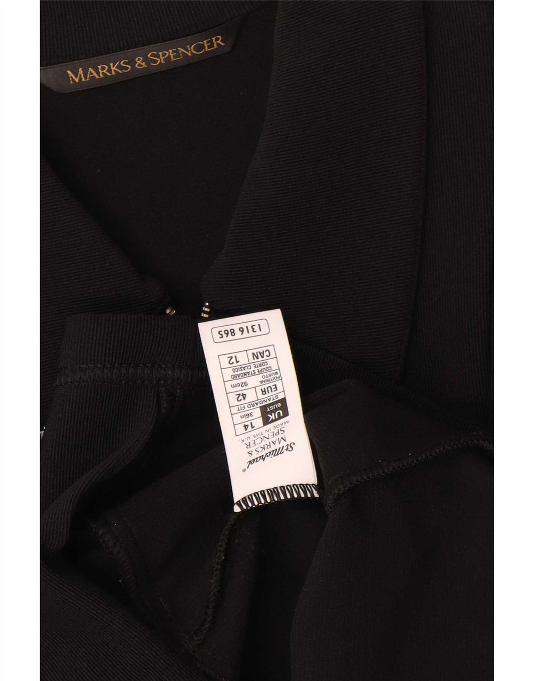 Giacca blazer con zip intera Marks & Spencer da donna UK 14 nylon nero medio