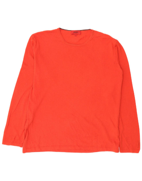 Maglione maglione girocollo da uomo Hugo Boss grande cotone rosso