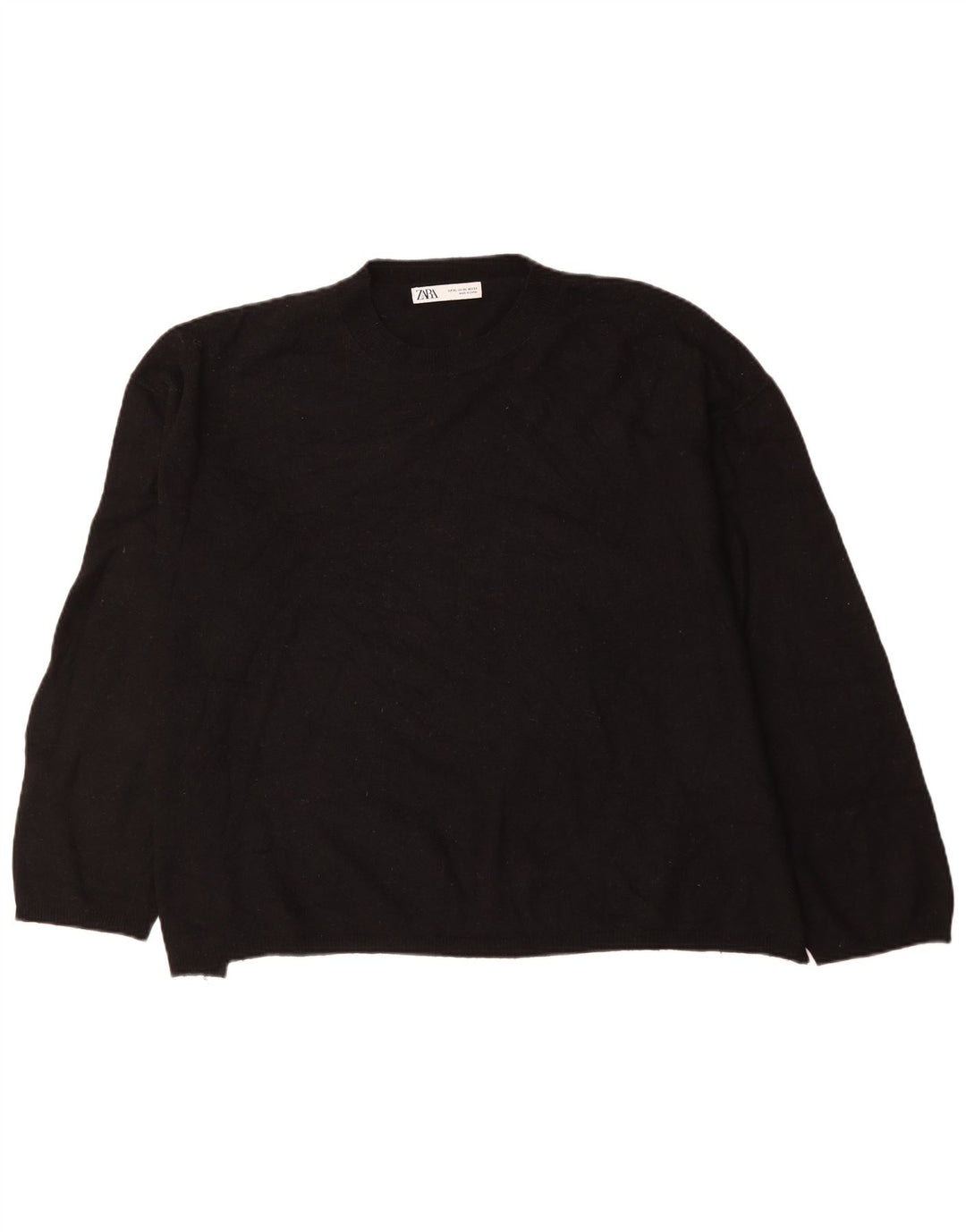 Maglione Girocollo Oversize da Donna ZARA UK 18 XL Lana Nera