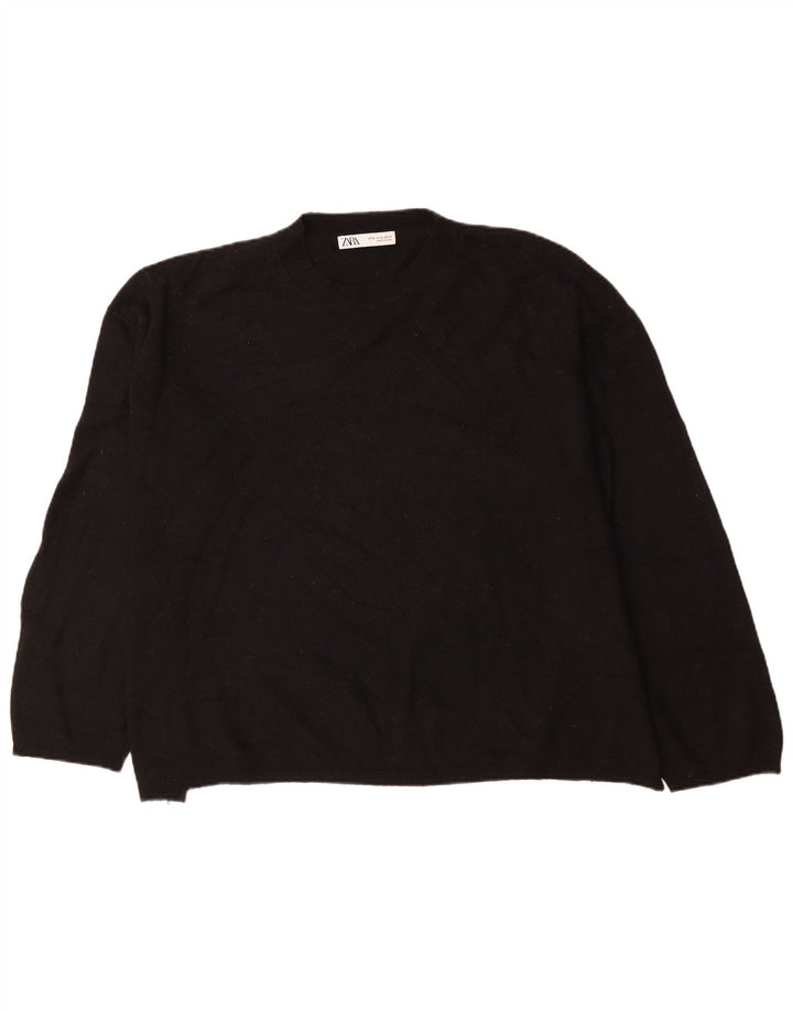 Maglione Girocollo Oversize da Donna ZARA UK 18 XL Lana Nera