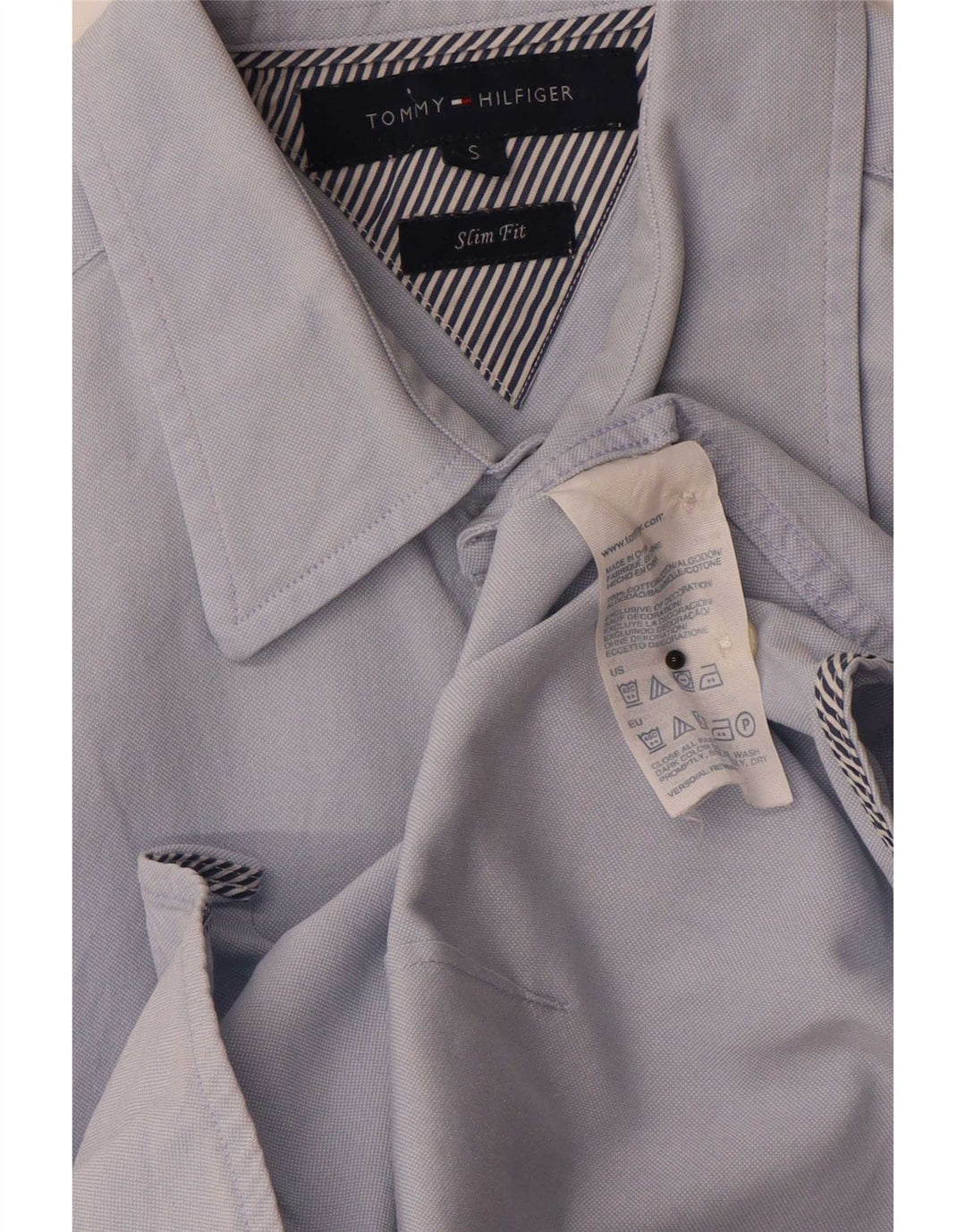 Camicia slim fit da uomo Tommy Hilfiger piccola in cotone blu