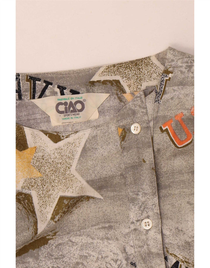 Ciao Camicetta da donna con motivo militare astratto Top UK 16 Large in cotone grigio