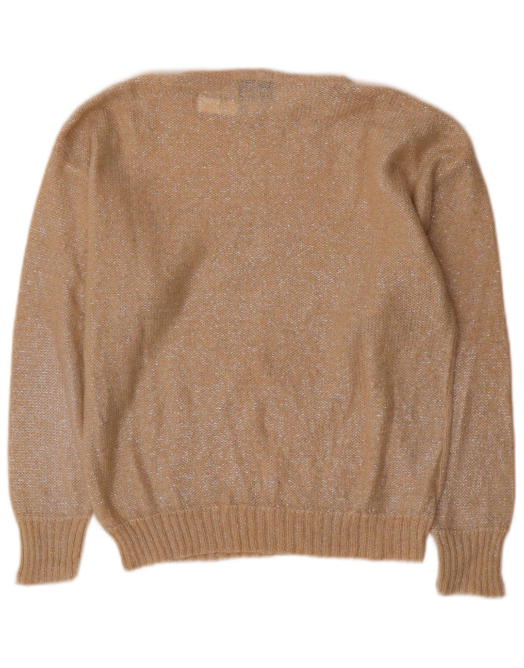 Maglione maglione con scollo a barca da donna Colombo UK 12 Beige medio geometrico