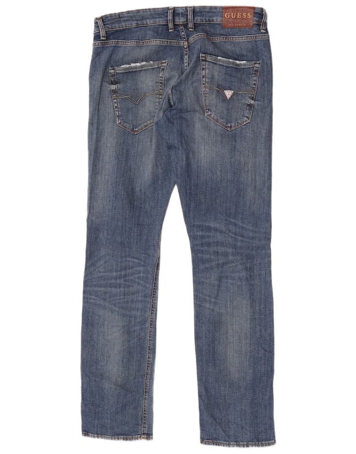 Jeans slim dritti da uomo Guess W30 L33 poliestere blu