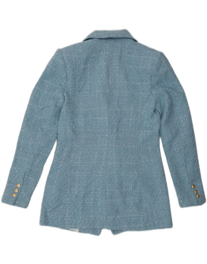 Giacca blazer doppiopetto da donna Zara UK 14 Poliestere a quadri blu medio