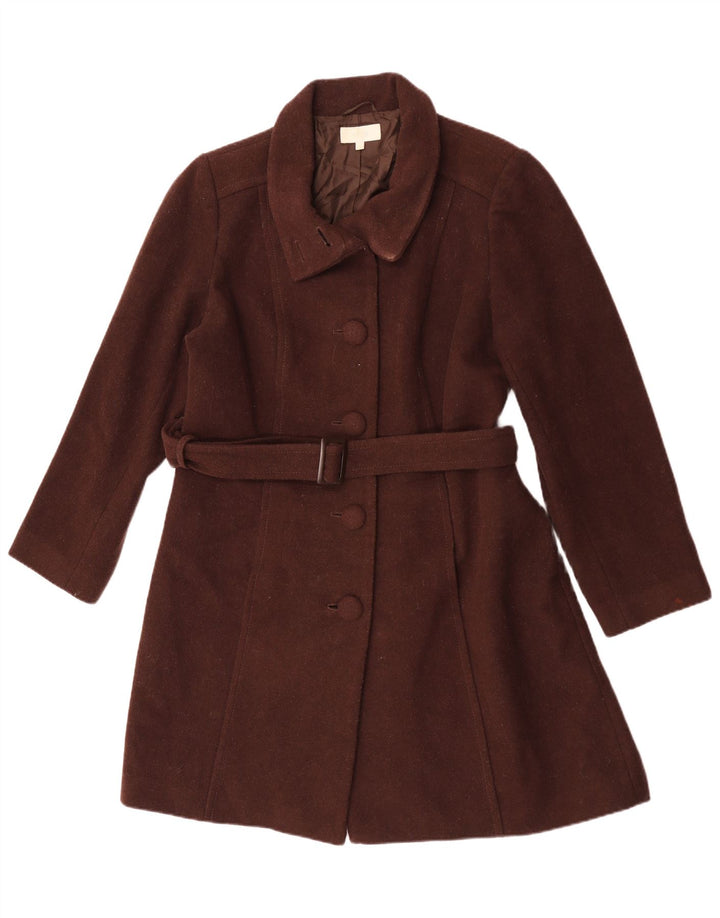 Cappotto da donna Marks & Spencer UK 18 XL Marrone nuova lana