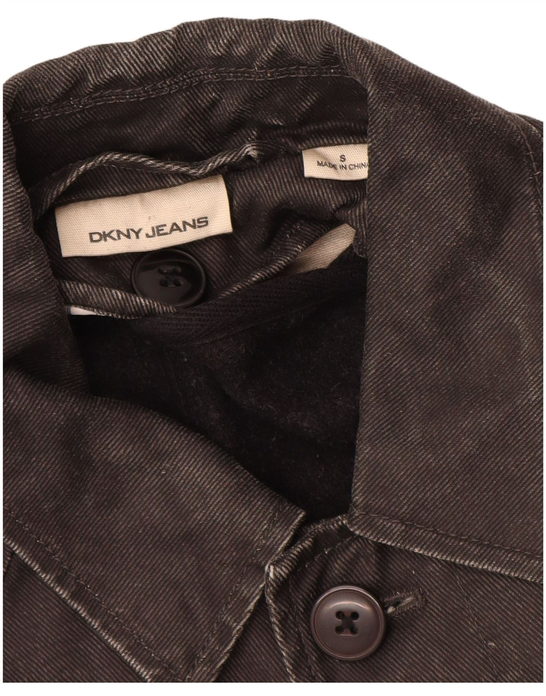 Cappotto in denim da uomo Dkny UK 36 piccolo ramiè nero