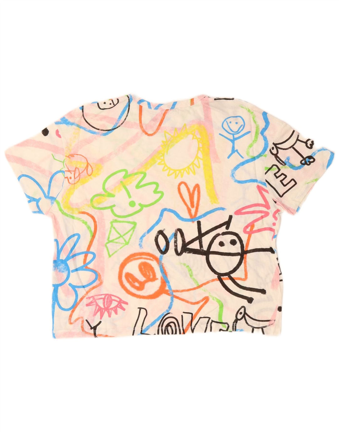 ZARA T-shirt grafica oversize corta da donna, taglia UK 10 piccola, multicolore