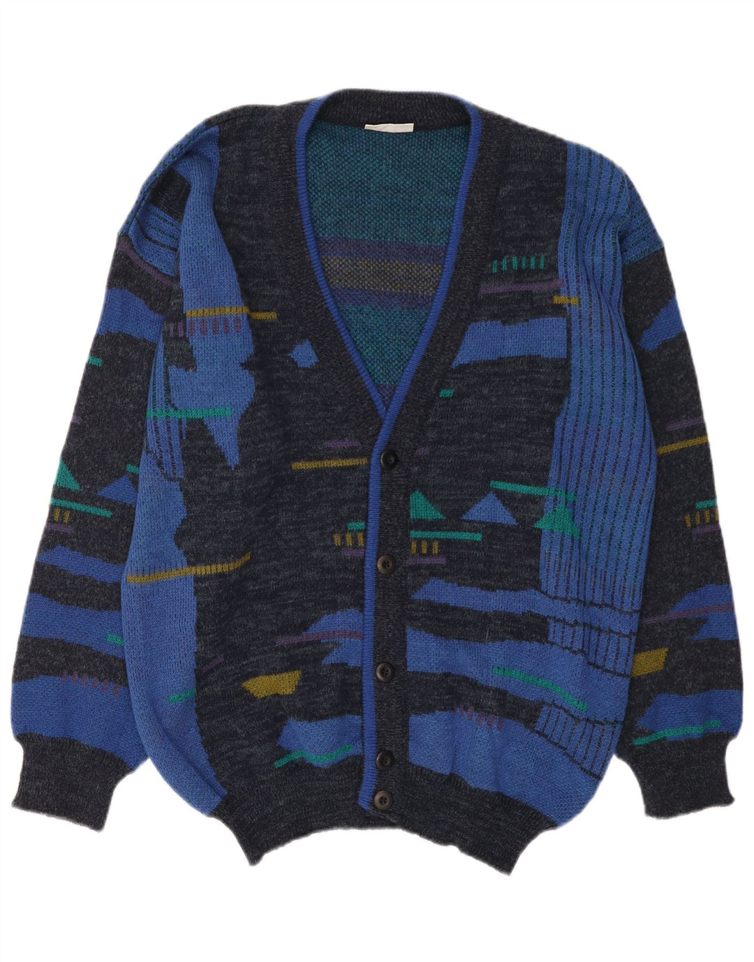 Maglione cardigan da uomo con motivo astratto Gotzburg EU 54 XL blu poliacrilico