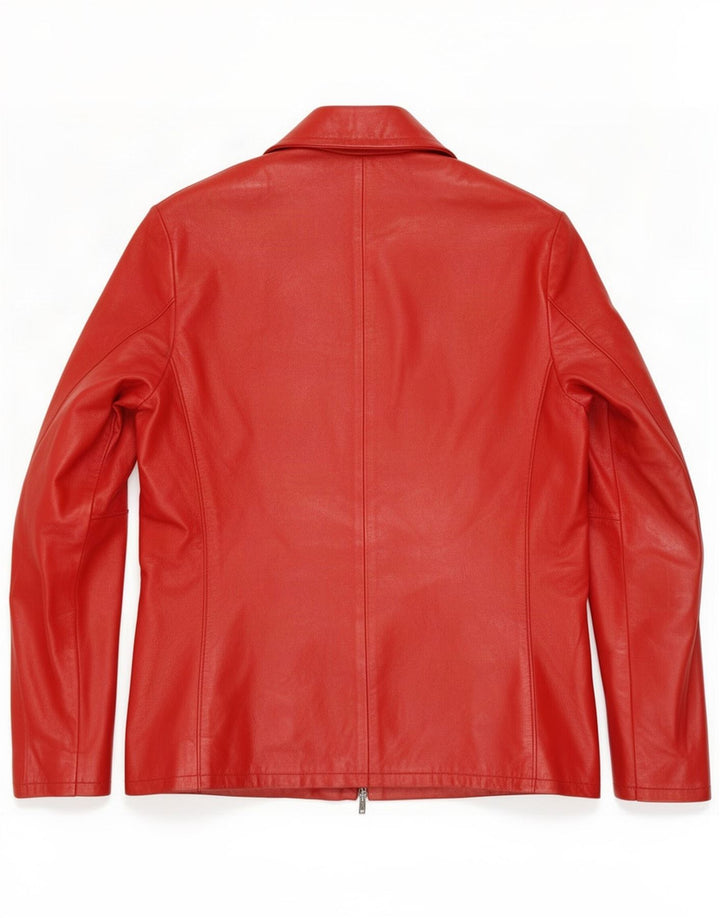 Giacca in pelle vintage da donna UK 12 rossa media