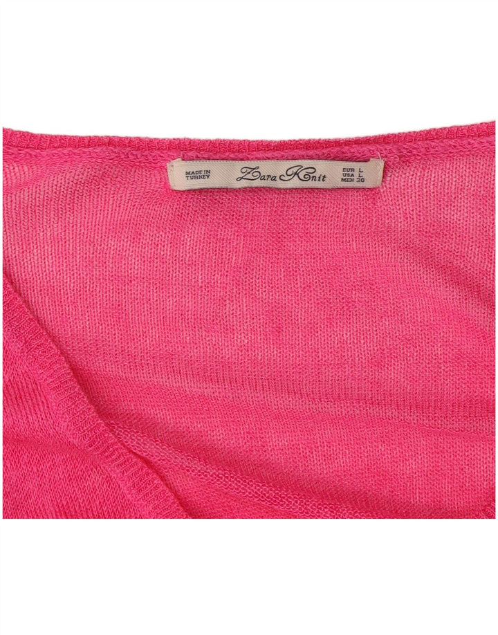Maglione Zara da donna con scollo a V UK 16 grande rosa