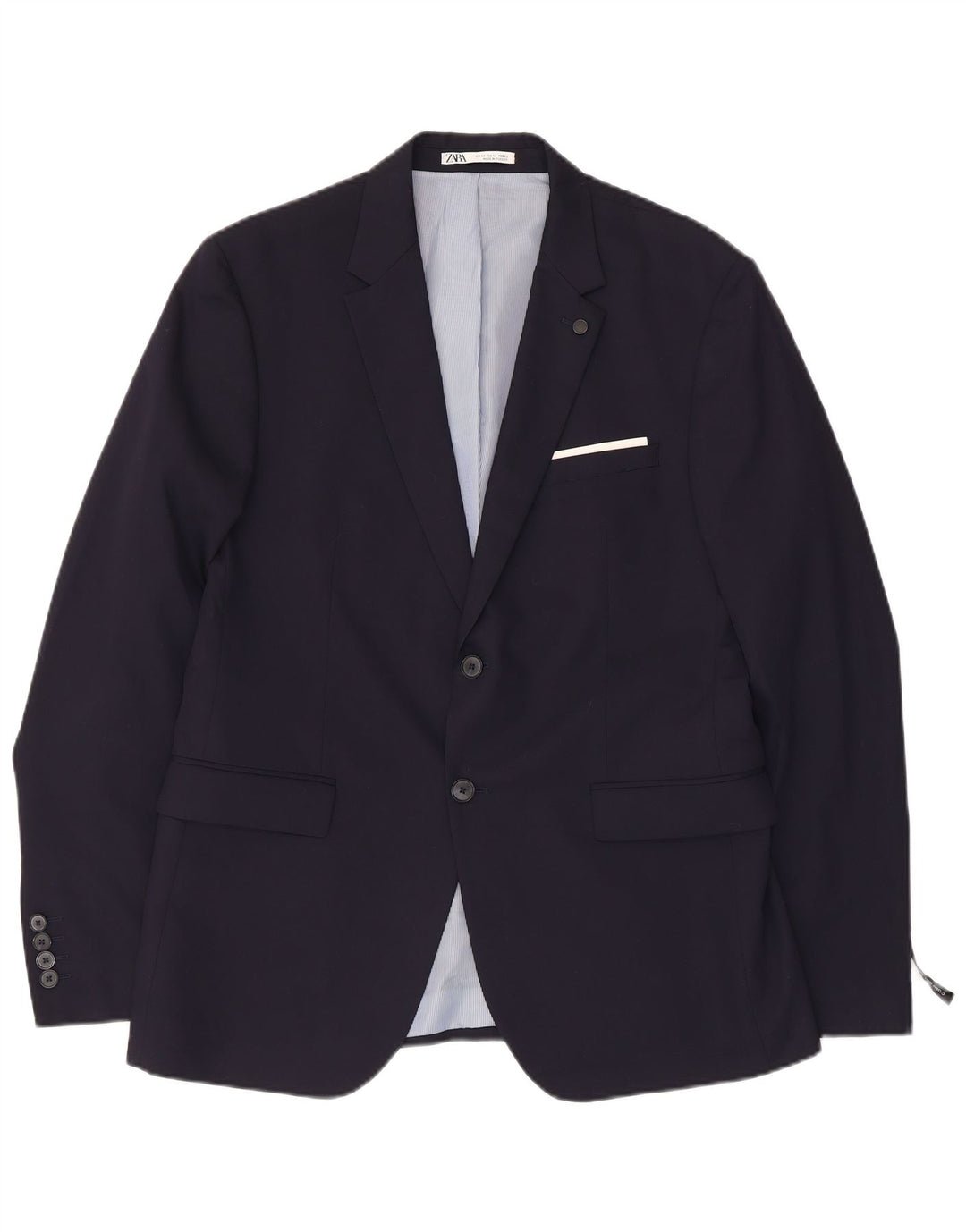 Giacca blazer da uomo a 2 bottoni Zara EU 52 grande in viscosa blu navy