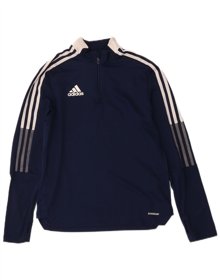 Top della tuta Adidas Aeroready Pullover da ragazzo 13-14 anni blu navy