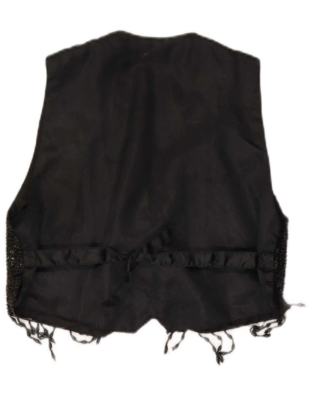 Gilet vintage da donna con paillettes corto UK 14 grande nero