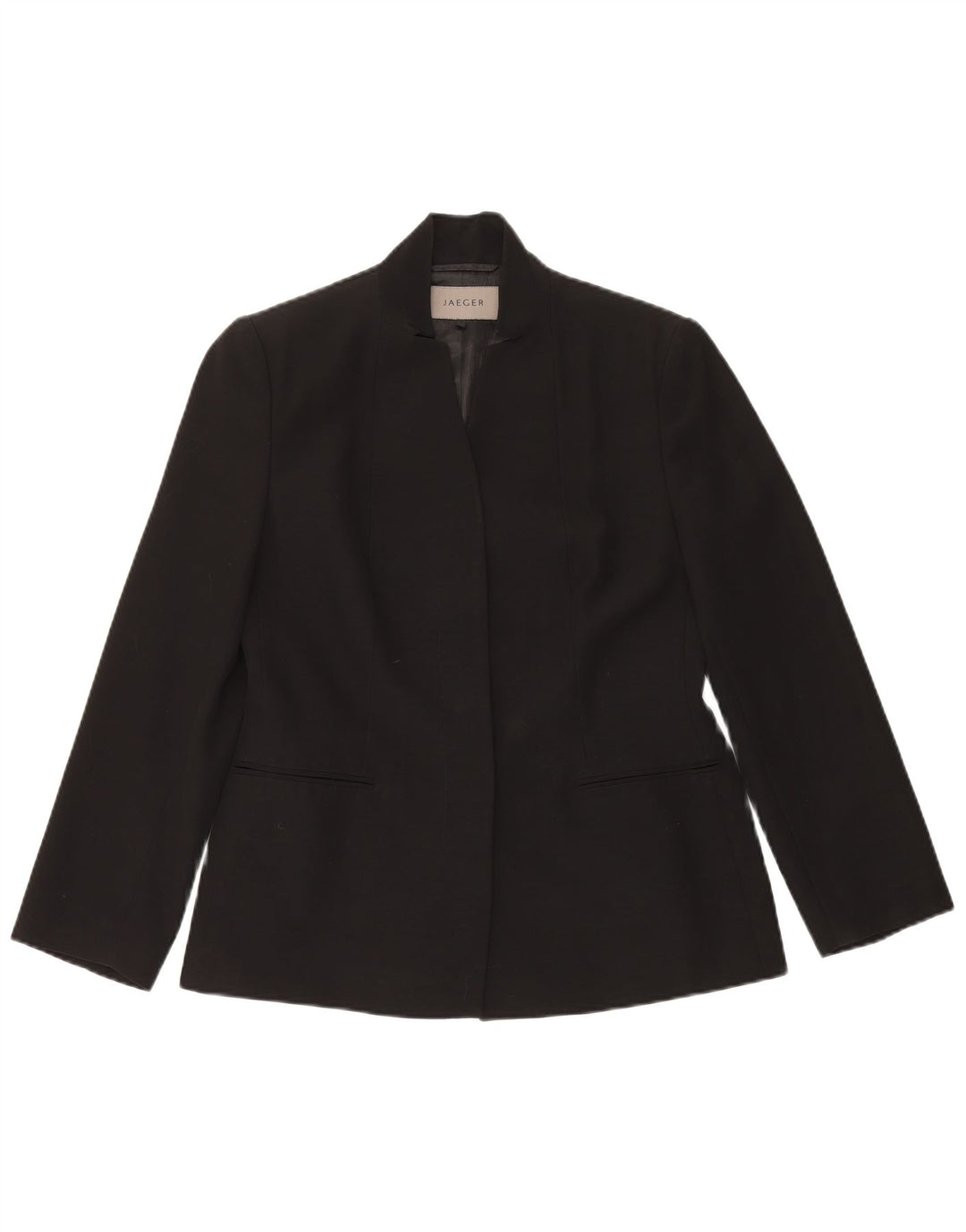 JAEGER Womens Open Blazer Jacket UK 12 Medium Black Acetate