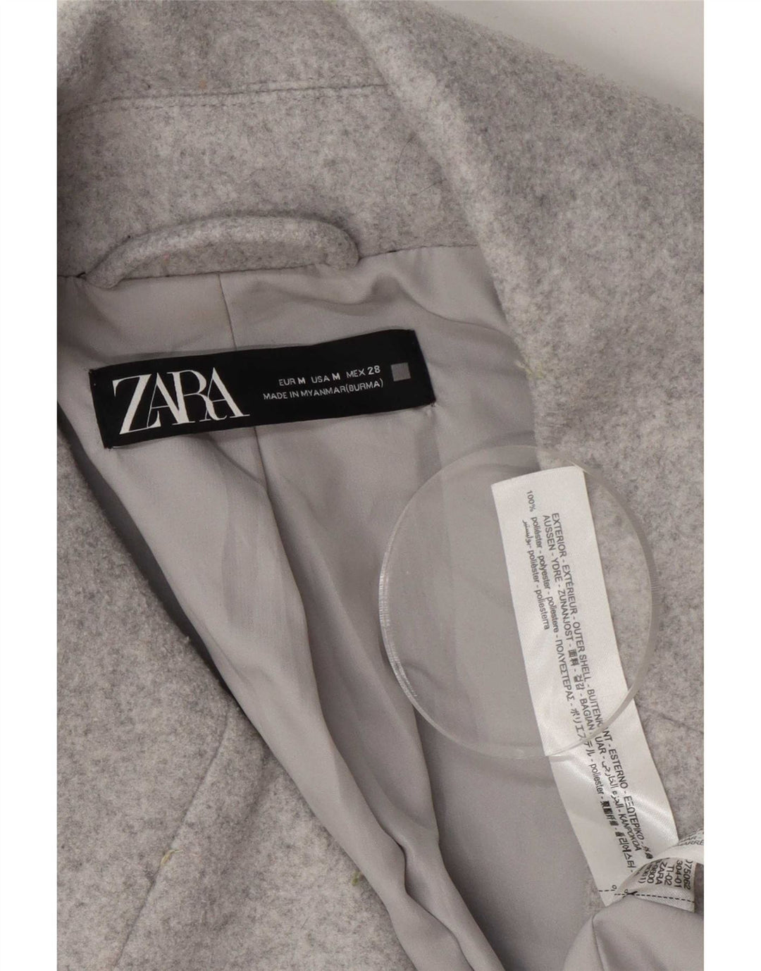 Cappotto oversize da donna con maniche a 3/4 Zara UK 14 Poliestere grigio medio