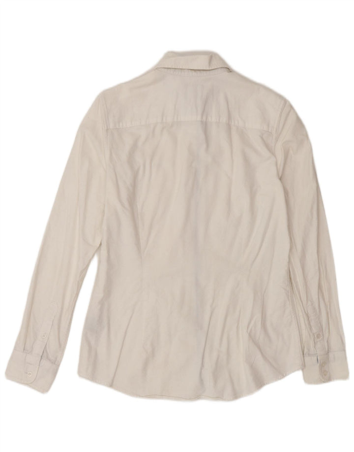 CREW CLOTHING Camicia da donna dalla vestibilità classica UK 8 piccola in cotone bianco