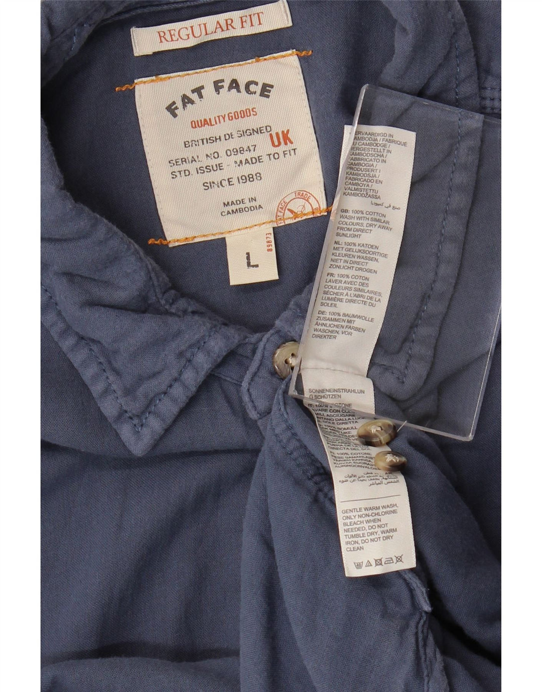 Camicia da uomo dalla vestibilità regolare Fat Face, taglia grande, in cotone blu navy