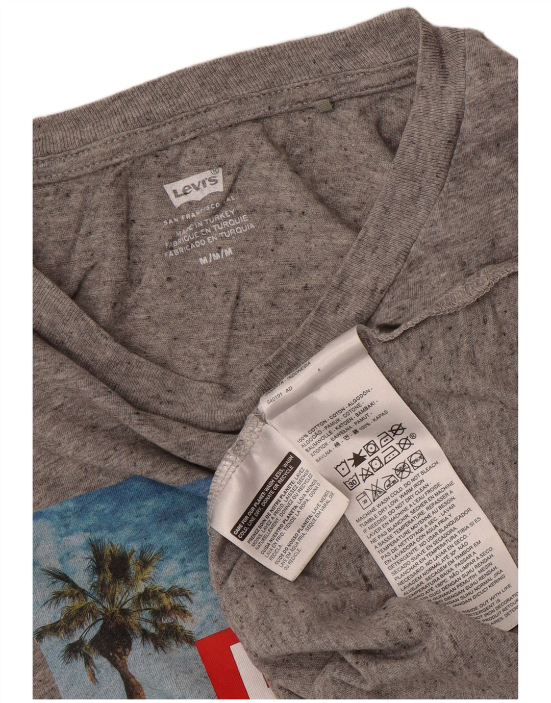 T-shirt grafica da donna Levi's Top UK 14 Cotone screziato grigio medio