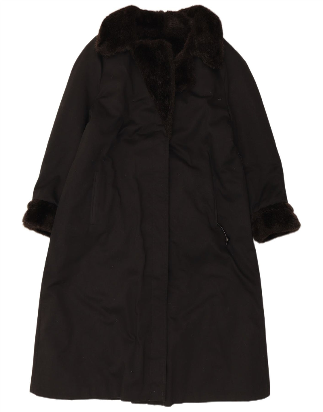 Soprabito da donna in pelliccia sintetica VINTAGE UK 12 acrilico nero medio