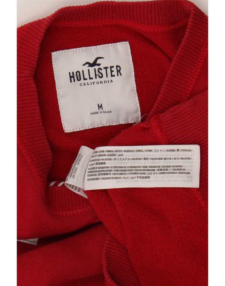 Felpa con grafica Hollister da donna, maglione UK 12, cotone rosso medio