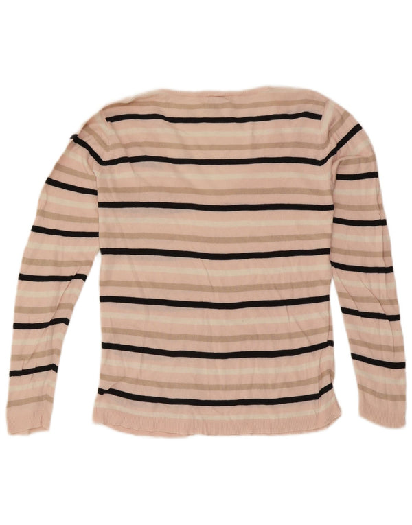 Maglione maglione da donna con scollo a V Lacoste taglia 40 a righe rosa medio