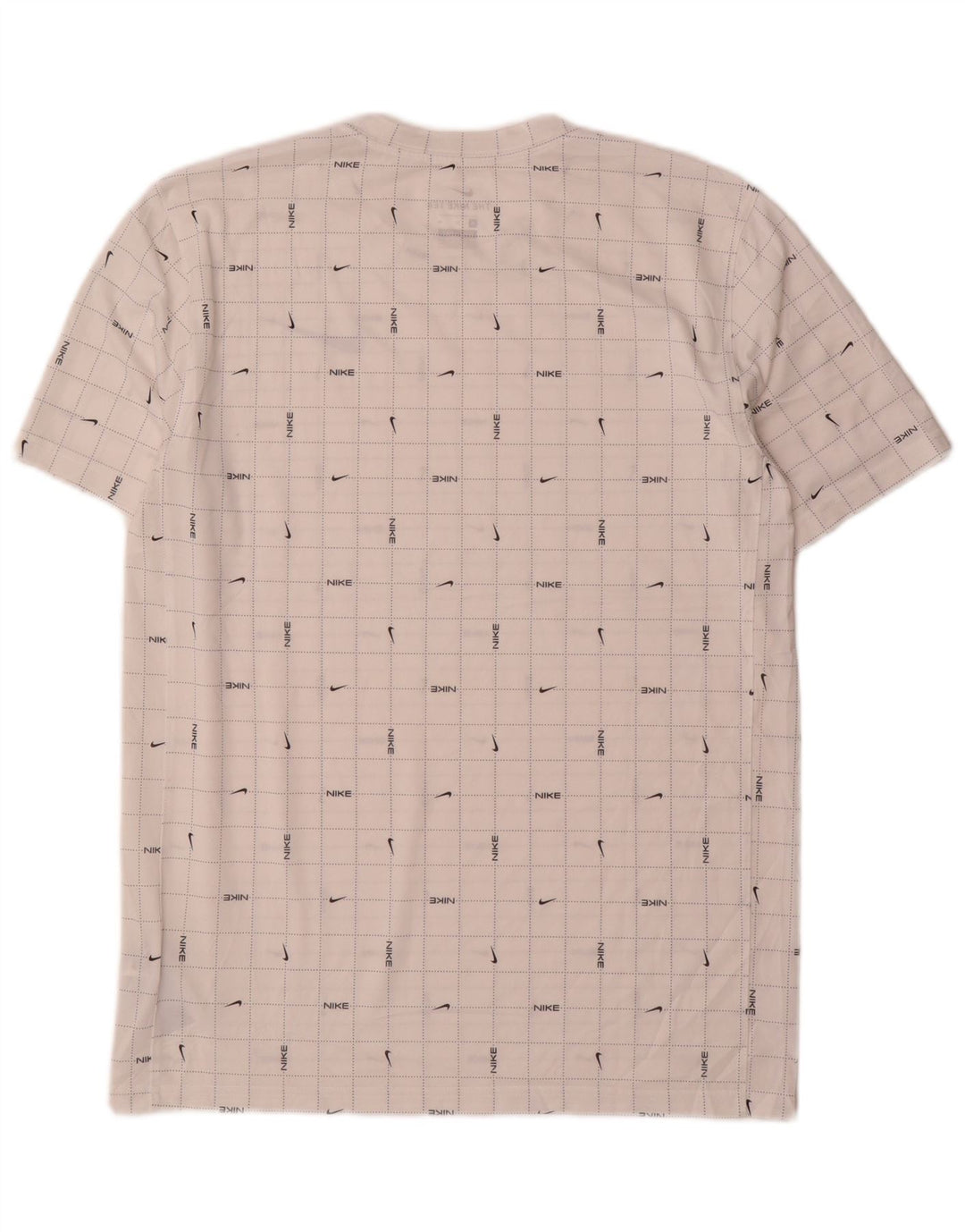 T-shirt grafica Nike da uomo Dri Fit, top in poliestere a quadri bianchi medi