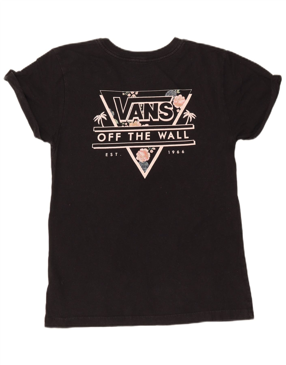 T-shirt grafica da donna VANS Top UK 12 cotone floreale nero medio