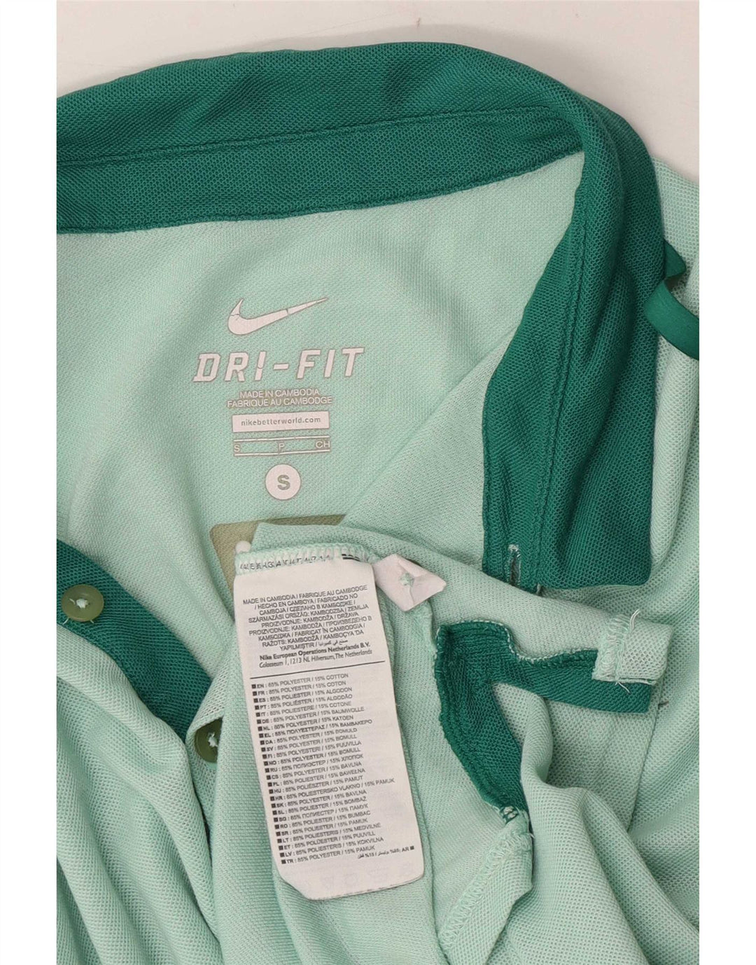 Polo Nike da uomo Dri Fit piccola in poliestere color block verde