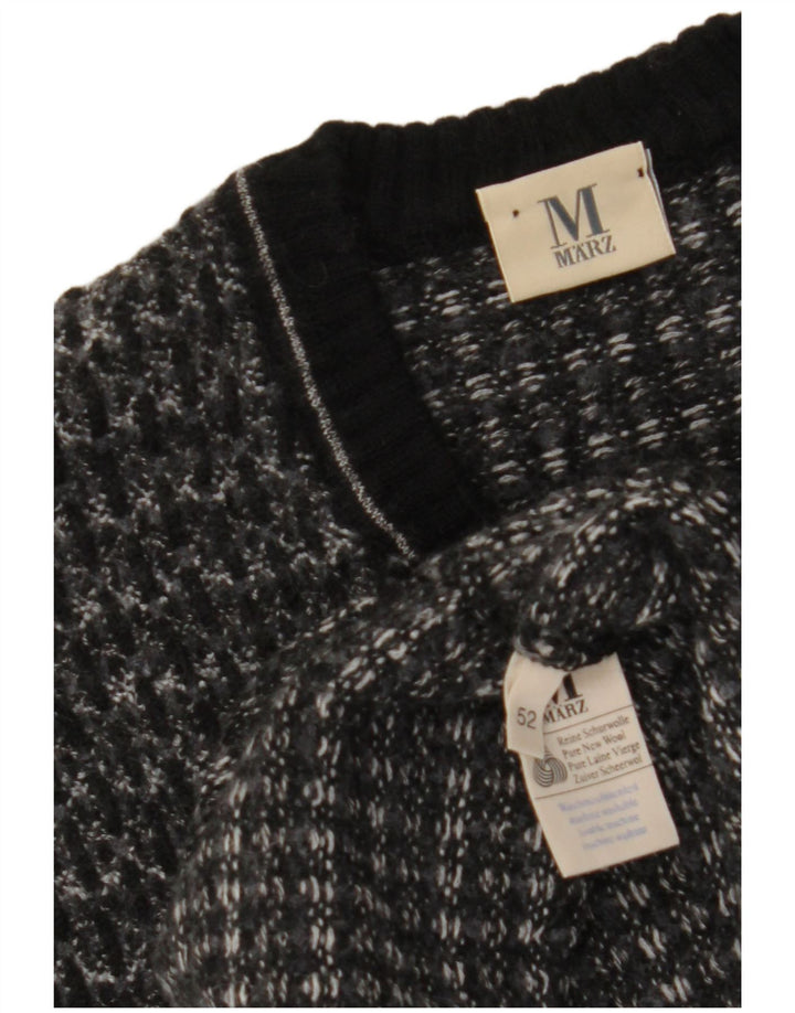 Maglione da uomo con scollo a V Marz IT 52 Lana nuova chiazzata nera grande