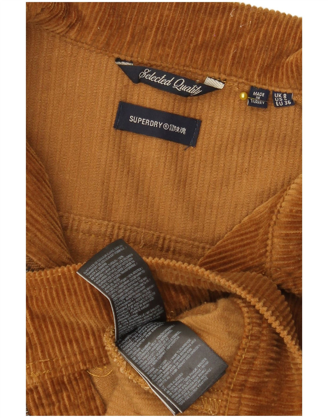 Giacca da donna in velluto a coste corto Superdry UK 8 piccolo cotone marrone