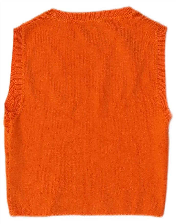 ZARA Canotta Corta da Donna UK 14 Large Arancione Viscosa